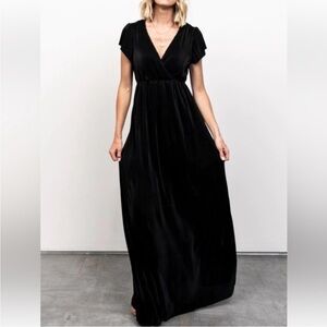 Baltic Born Athena Black Pleated Maxi Dress
